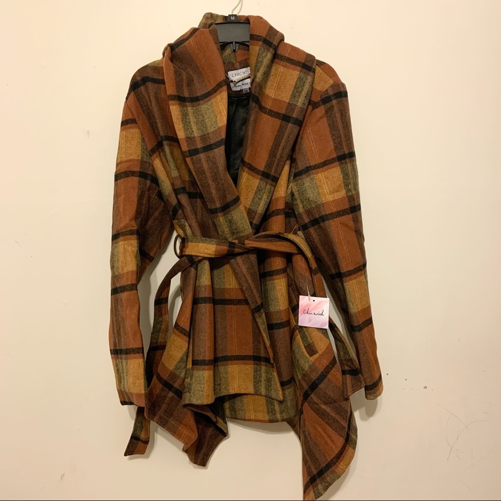 Chicwish Wool Blend Blend Wrap Shawl Coat NWT